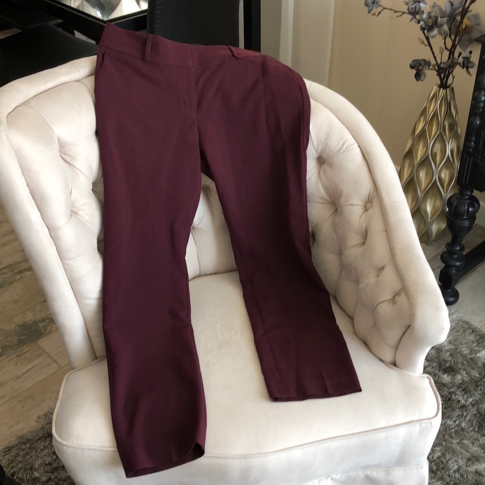 Burgundy pocketed dress pant.